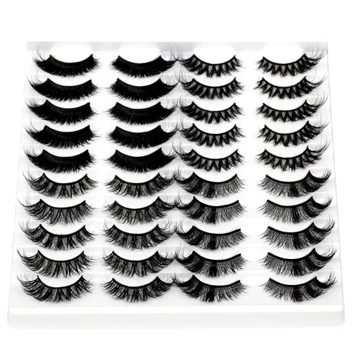 Miniatura 152 de Pooplunch - Pestañas postizas finas de visón sintético, estilo ojo de gato, naturales, cruzadas, tipo racimo, efecto 8D de volumen, tiras