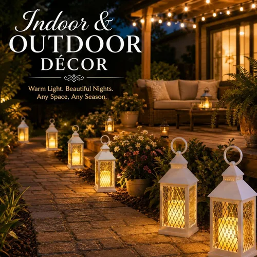 Miniatura 3 de Juego de 12 piezas de estilo granja, farol decorativo de 10 pulgadas con vela LED sin llama y temporizador de 5 horas, decoración rústica de boda