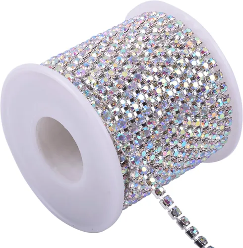 Miniatura 10 de KAOYOO - Cadena de diamantes de imitación de 9 metros (10 yardas) con cristal de 4 mm para costura, manualidades y decoración de bricolaje