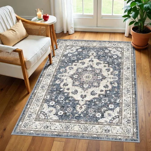 Miniatura 64 de Alfombra lavable de 2 x 3 pies para entrada: alfombras vintage con respaldo antideslizante para cocina, baño, alfombra resistente al agua