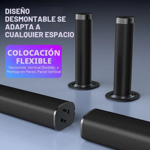 Miniatura 4 de Puriom Barra de sonido para Smart TV, barra de sonido de 100 W con conexión Bluetooth 5.3/ARC/Opt/AUX, barra de sonido desmontable 2 en 1, altavoz