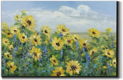 Miniatura 42 de Lienzo de arte de pared de paisaje abstracto con flores y bosque moderno, cuadros de arte para decoración de sala de estar, cocina, baño, oficina