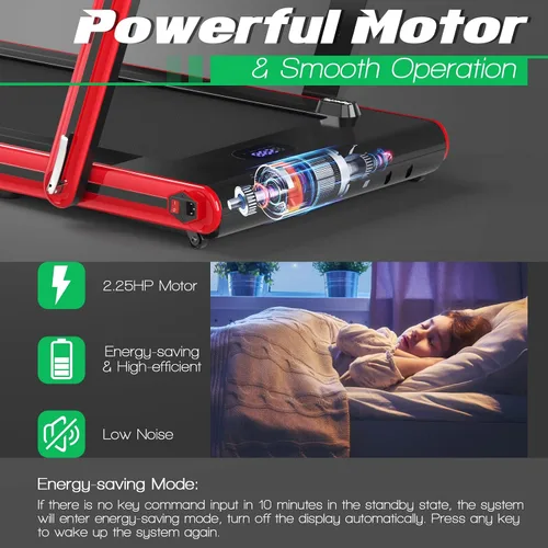 Miniatura 8 de GYMAX Caminadora 2 en 1 para debajo del escritorio, máquina de correr plegable con pantalla LED doble, aplicación y control remoto, almohadilla