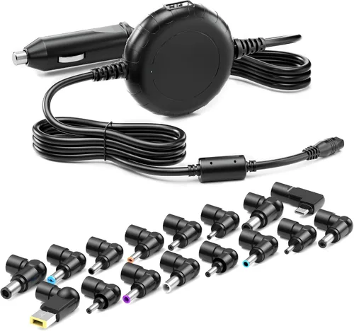 Powseed Cargador de coche portátil de 100 W 90 W 65 W USB C con puerto USB de 5 V 2 A para MacBook HP Dell Asus Acer Lenovo Samsung Gateway Toshiba