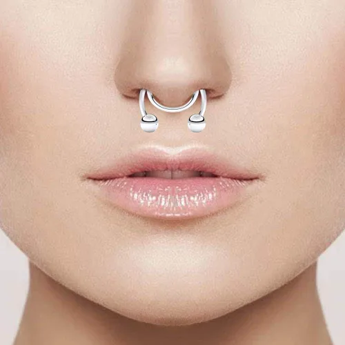 Miniatura 2 de SCERRING Aros falsos de acero inoxidable para tabique para nariz, piercing para nariz, piercing para el cuerpo, joyería de circonita cúbica