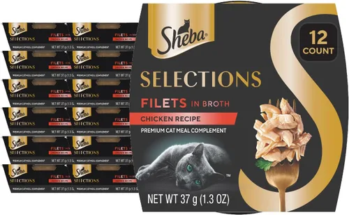 Miniatura 12 de Sheba Selections - Filetes en Caldo para Gatos Adultos, Receta de Pollo y Camarón, 1.3 oz. Tazas, 12
