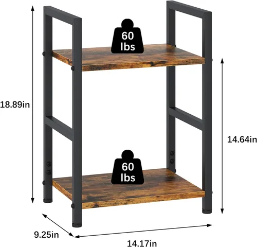 Miniatura 3 de Estantería pequeña para espacios pequeños, estantería industrial de 2 niveles, organizador de almacenamiento estrecho para sala de estar, dormitorio