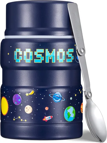 Miniatura 17 de Charcy Termo de 17oz para alimentos calientes, contenedor de comida aislado para almuerzo con cuchara plegable QB - Negro