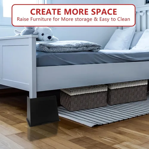 Miniatura 5 de Paquete de 4 elevadores de cama de 6 pulgadas, resistentes, elevadores de muebles de gran tamaño, elevadores de cama extra anchos para mesa, sofá