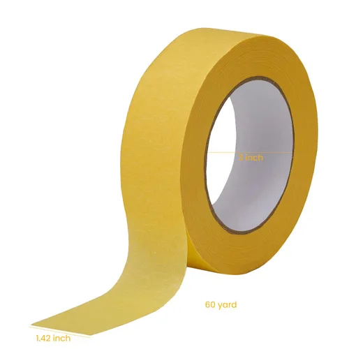 Miniatura 5 de Lichamp Paquete de 5 cintas de enmascaramiento de acabado automotriz amarillo de 1.4 pulgadas x 180.4 ft, cinta de pintura para carrocería