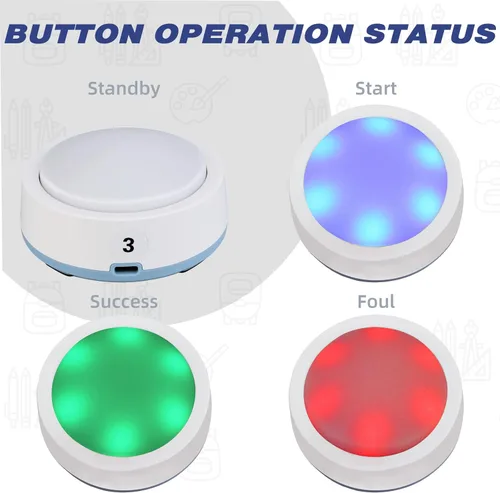 Miniatura 5 de Retekess Sistema de zumbador inalámbrico TM101, contesta zumbadores con luces y sonido, añade hasta 32 botones, 262 pies, zumbadores de programas