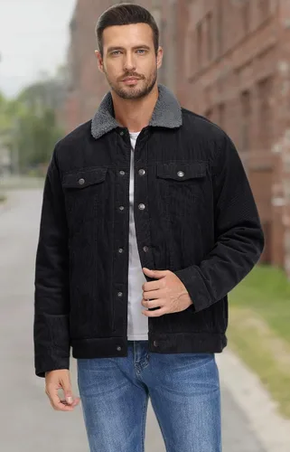 Miniatura 7 de TACVASEN Men's Corduroy Jacket Fleece Sherpa Lined Winter Coats Warm Thick Cotton Casual Trucker Cargo Jacket