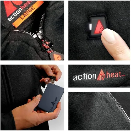 Miniatura 6 de ActionHeat Sudadera con capucha recargable con batería de 5 V, unisex, sudadera con capucha de calefacción con operación táctil, sistema
