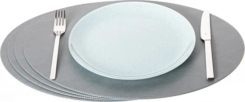 Miniatura 12 de Nikalaz Nikalaz - Juego de 4 manteles individuales ovalados de cuero reciclado, 18 x 13 pulgadas, decoración de mesa de comedor y cocina