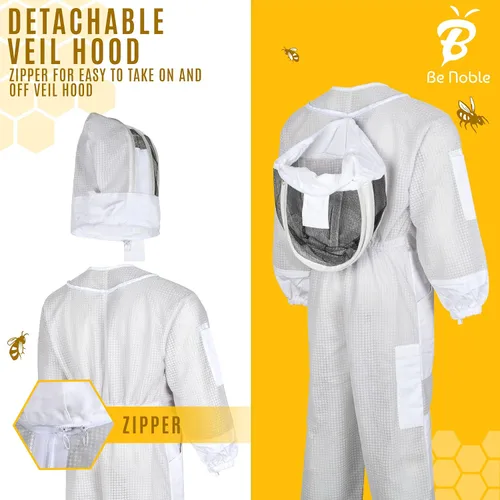 Miniatura 5 de Traje de apicultura profesional de 3 capas – Traje de abeja protector resistente para un manejo seguro y eficiente de la apicultura.