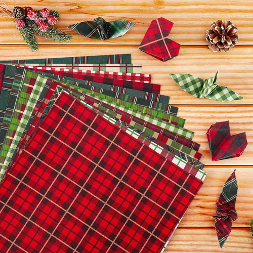 Miniatura 4 de Whaline 24 piezas de papel con patrón de Feliz Navidad, álbumes de recortes, papel especial de doble cara, papel decorativo para manualidades