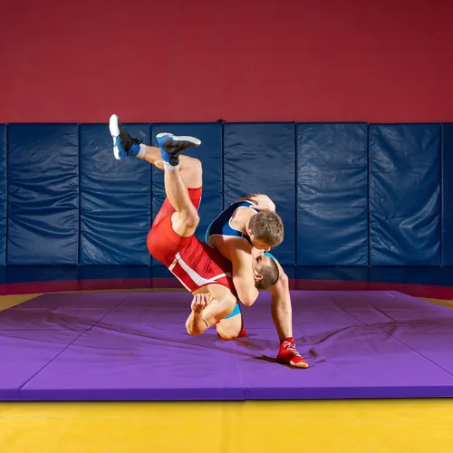 Miniatura 5 de BalanceFrom 10x4 Feet 4-Panel Folding Gymnastics Mat – 2-Inch Thick Pad with Vinyl Surface and Carrying Handles for Tumbling, Yoga, Pilates, Home
