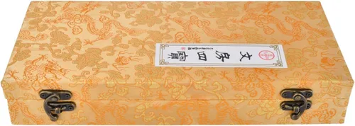Miniatura 8 de I-MART Juego de caligrafía china para principiantes con 4 pinceles, piedra de tinta, barra de tinta, pasta de tinta roja, sello, cuenco de agua