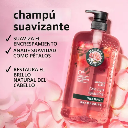 Miniatura 2 de Herbal Essences Champú Rose Hips - Cabello suave y brillante con vitamina E y jojoba, seguro para cabello teñido y aroma floral, libre de crueldad