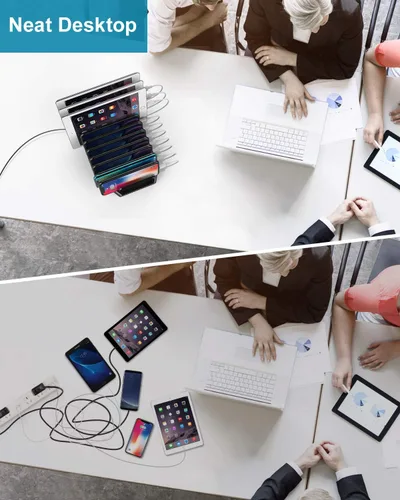 Miniatura 7 de Unitek Estación de carga rápida con carga rápida 3.0, estación de carga múltiple USB para múltiples dispositivos, iPhone, iPad, tableta, Kindle