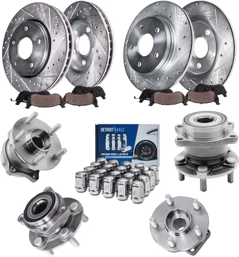 Miniatura 82 de Detroit Axle - Rotores de freno para Ford 2013-2019 Explorer Taurus Flex Lincoln MKT MKS, rotores de freno de disco ranurados perforados de repuesto