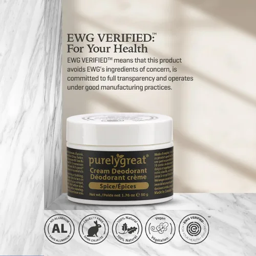 Miniatura 7 de Purelygreat Spice Desodorante en crema perfumada para mujeres y hombres, desodorante sin aluminio, para mujeres y hombres, control de olores vegano