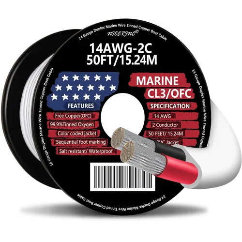 Miniatura 18 de Cable marino dúplex de calibre 12, cable de cobre estañado para barco, 20 pies, 12 AWG, estándar de EE. UU., OFC, alambre de cobre libre de oxígeno