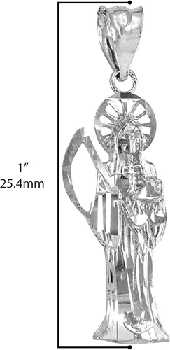 Miniatura 3 de Collar con colgante católico de plata de ley 925 Nuestra Señora de la Santa Muerte, Nuestra Señora de la Santa Muerte, solo a elección de longitud