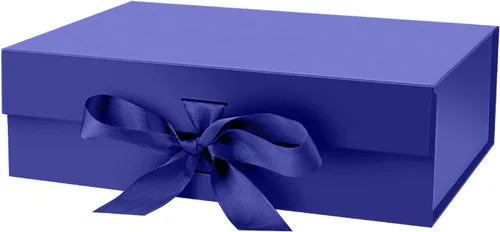 DaiJoob Caja de regalo con tapa para regalos de 10.5 x 7.5 x 3.1 pulgadas con cinta y cierre magnético (paquete de 1) (azul)
