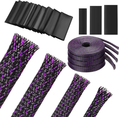 Miniatura 12 de Tatuo Funda de cable trenzada expandible de 65.6 pies, funda de alambre trenzado de varios tamaños con 120 tubos termorretráctiles para televisión