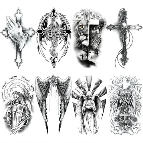 Miniatura 7 de Tatuaje temporal romano de guerrero genial para hombres, gran negro realista 3D griego Dios gladiador tatuaje falso adulto adolescente niño
