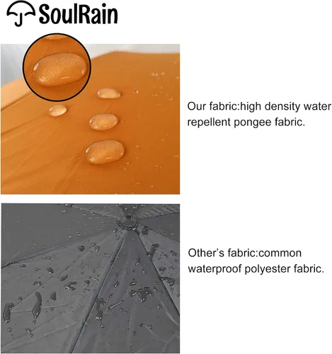 Miniatura 5 de SoulRain Paraguas de palo de 16 varillas de 48 pulgadas, apertura automática, color sólido, moderno y simple, mango de madera clásico de arco