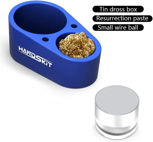 Miniatura 5 de HANDSKIT Limpiador de puntas, pasta de limpieza para puntas de soldadura, soporte para puntas de hierro, punta de soporte, estañador, puntas de Azul