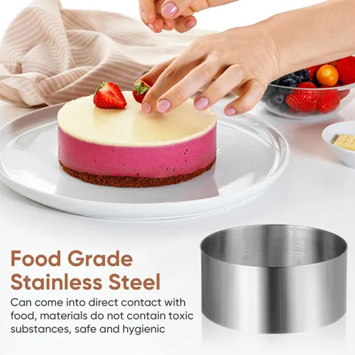 Miniatura 2 de Yardwe Juego de moldes para pasteles de 4 pulgadas, acero inoxidable, 1.96 pulgadas de altura, herramientas para hornear para galletas, mousse