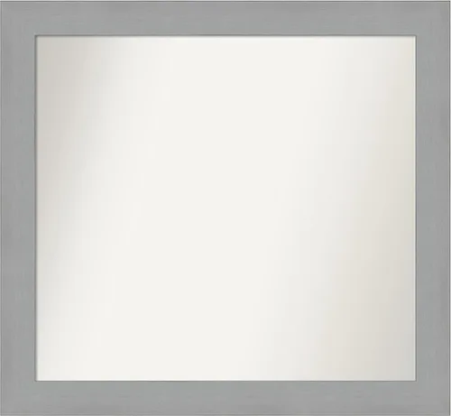 Miniatura 509 de Amanti Art Espejo de baño plateado para sobre fregadero, 23 x 23 pulgadas, espejo cuadrado plateado en ángulo, marco de madera moderno medio, se