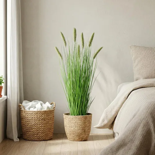 Miniatura 9 de Ttranewsoo Planta artificial de hierba de hortensias con maceta, planta de hierba de pampa falsa, utilizada para decoración de Navidad, creando