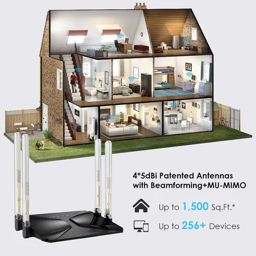Miniatura 5 de WiFi 6 AX3000 Router inteligente de alta velocidad a Internet inalámbrico con antenas de alta ganancia de 5dBi, router de computadora Gigabit