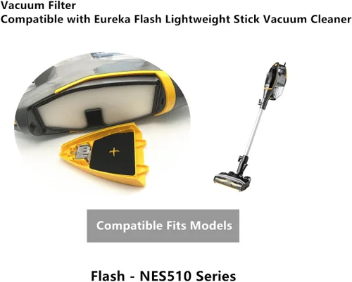 Miniatura 2 de Filtro de vacío compatible con Eureka Flash aspiradora de palo ligero, se adapta a NES510, parte # N0205, N0206, N0207 (paquete de 3)