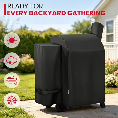 Miniatura 7 de Cubierta para parrilla Unicook compatible con Traeger Pro 22/ Pro 575 Series con pellets de madera, cubierta impermeable resistente para barbacoa al