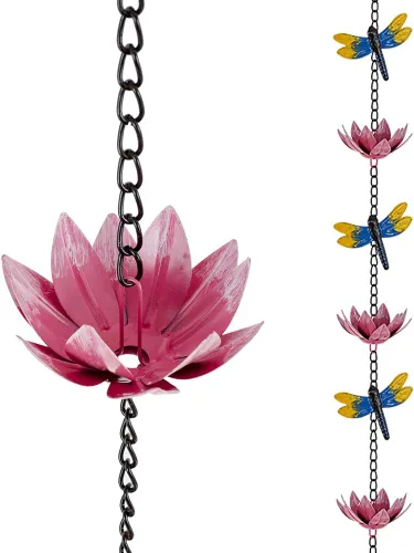 Miniatura 16 de Cadena de lluvia de 13.4 pies, cadenas de lluvia de colibrí para exterior, campana de cadena de lluvia de cobre con 12 tazas, cadena decorativa