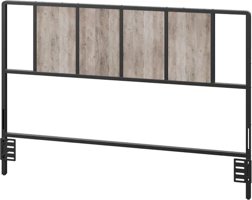 MAHANCRIS Cabecero tamaño Queen solamente, cabecero de metal con adaptadores, estilo industrial minimalista para camas tamaño Queen, Greige Gris
