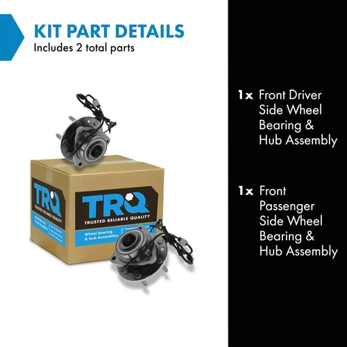 Miniatura 2 de TRQ Conjunto de rodamiento y cubo de rueda delantera de 2 piezas compatible con Chevrolet Trailblazer 02-09, Trailblazer EXT 02-06, GMC Envoy 02-09