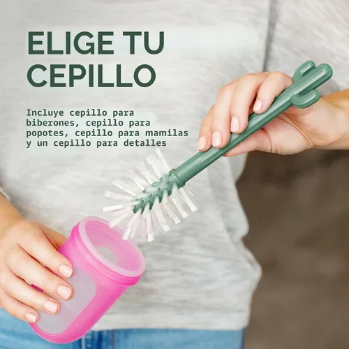 Miniatura 3 de Boon - Juego de cepillos en forma de cactus para limpiar biberones, color terracota, juego de 4 piezas