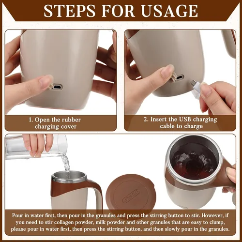 Miniatura 3 de Patelai 2 tazas de café autoagitables a granel, regalo del día del padre, taza mezcladora de 13.5 onzas, vasos de viaje recargables automáticos