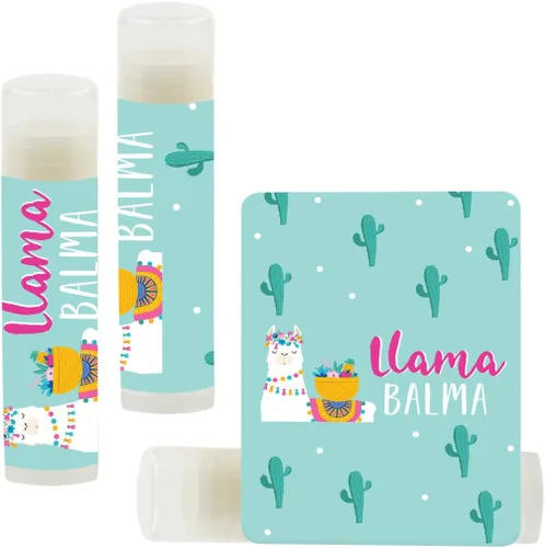 Andaz Press Fiesta de llama y cactus, recuerdos de fiesta de bálsamo labial, bálsamo de llama, paquete de 12, decoración temática bohemia de llama