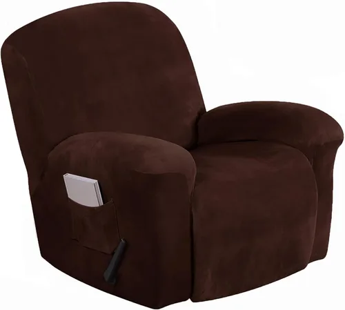 Miniatura 19 de Aedlcal Fundas para sofá reclinable, 10 piezas, fundas de sofá reclinable de felpa de terciopelo con consola central, con bolsillo lateral
