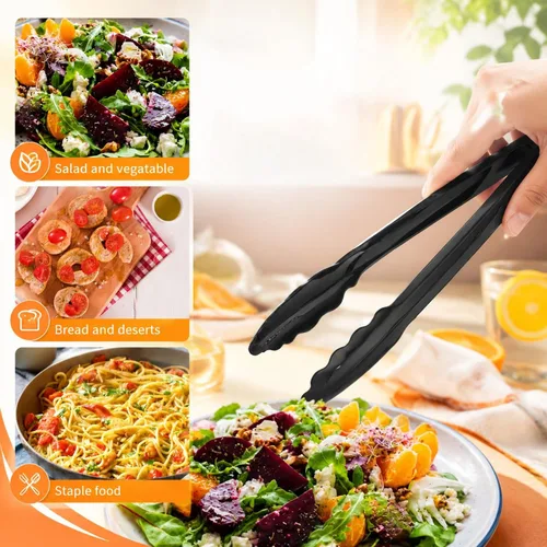 Miniatura 3 de Tessco for you 2 pinzas de plástico para servir a granel, pinzas desechables de plástico de 9 pulgadas, pinzas de ensalada resistentes para cocina