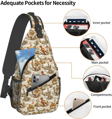 Miniatura 4 de Small Crossbody Bags for Women Men - Vintage Dinosaur Print Adjustable Shoulder Bag Fanny Packs Belt Sling Bag Crossbody Purses Backpack for Travel