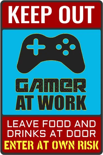 Letrero de "Keep Out Gamer at Work" - Póster genial de gaming para decoración de sala de juegos y configuración de habitación de niños - Cosas
