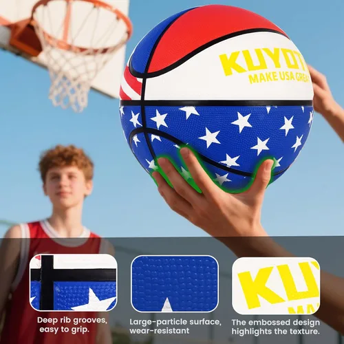 Miniatura 4 de KUYOTQ Kids Toddler Youth Adult Size 3/4/5/6/7 Basketball 22/25.5/27.5/28.5/29.5" Thickened Rubber or Faux Leather Indoor Outdoor Basketball for